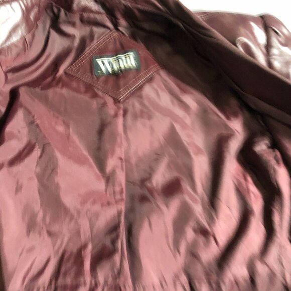 Winlit Women's Leather Blazer Jacket Size 15-16 Red Button Front Y2K - Picture 12 of 16